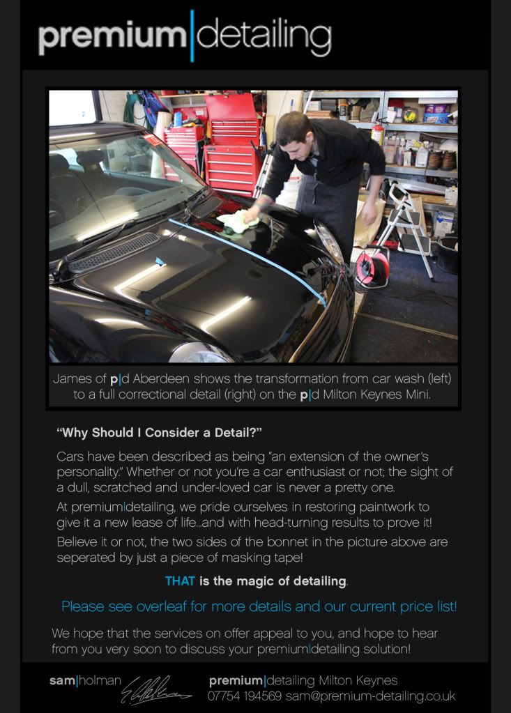 PremiumDetailing Milton Keynes Our New Flyers!!